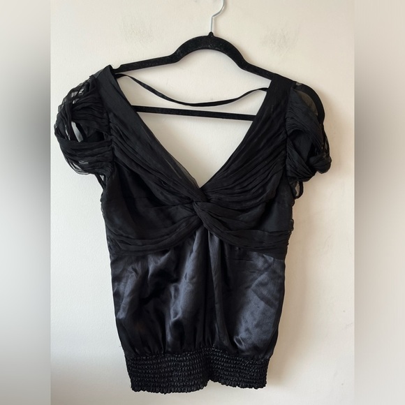 BEBE Black Silk Blouse Size Small - Picture 1 of 9